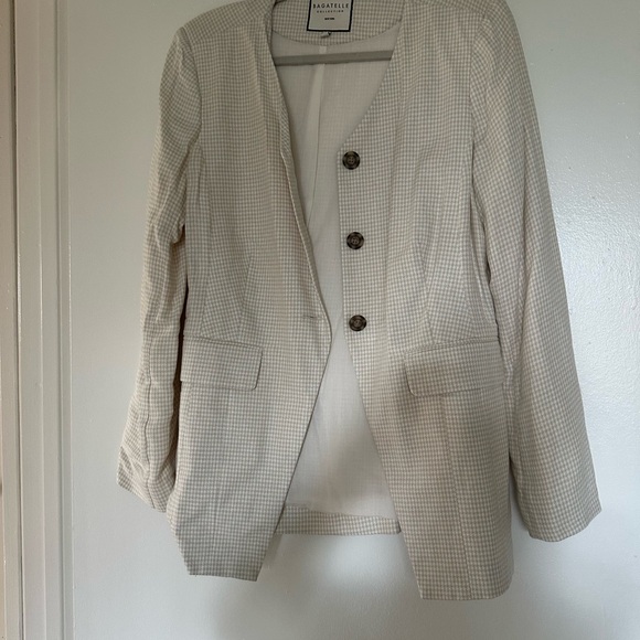 Bagatelle Collection Cream Gingham Blazer (Size M) - Picture 3 of 6